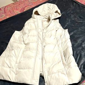 J.Jill Hooded Cream-color Down Puffer Vest size XL